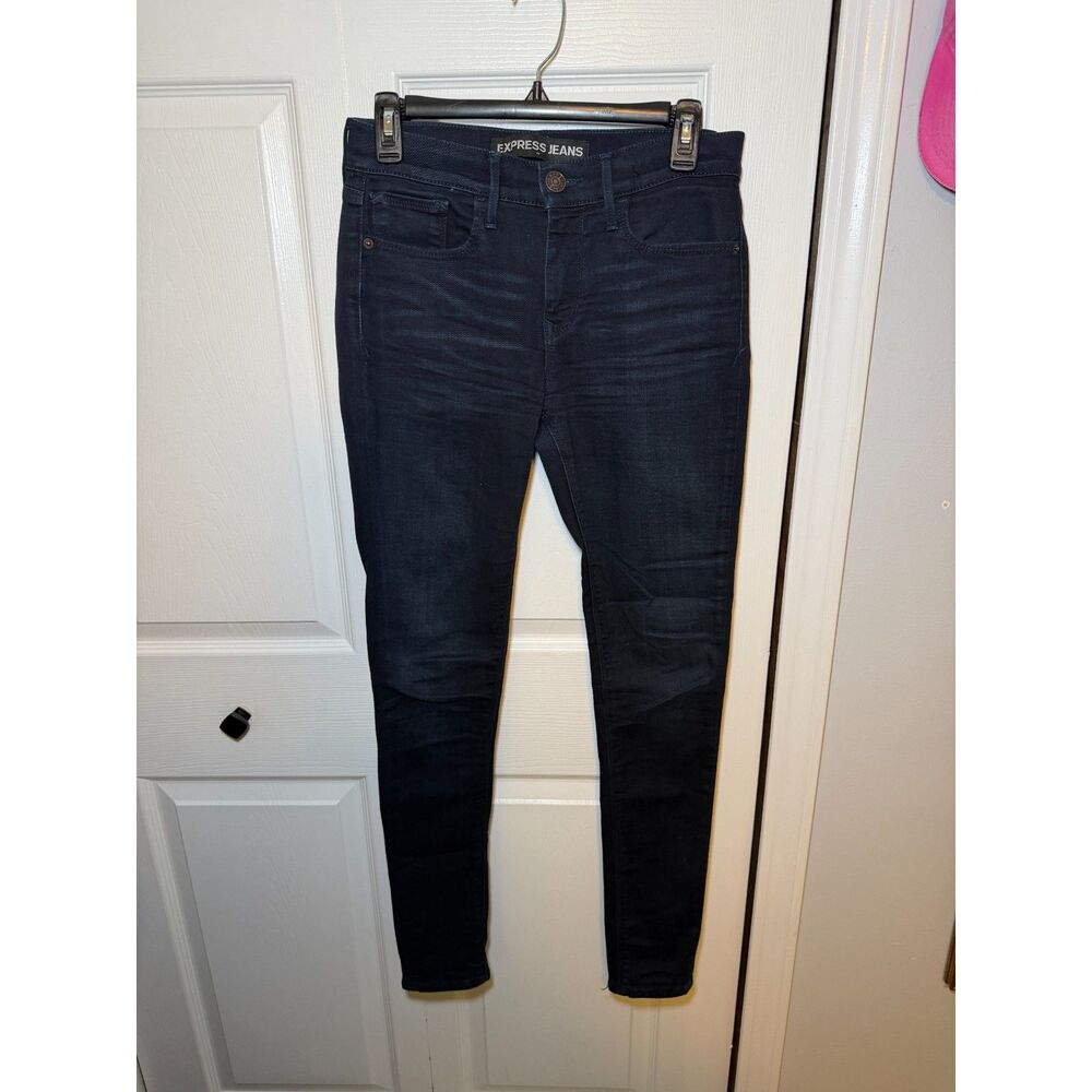 Express Jeans Dark Wash Mid Rise Skinny Stretch Jeans Women's Size 30